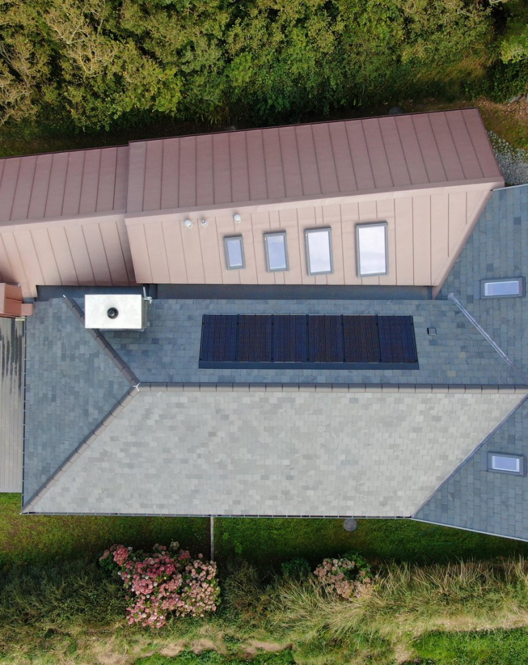 1170 Architects sustainable new build Devon roof Kilbride