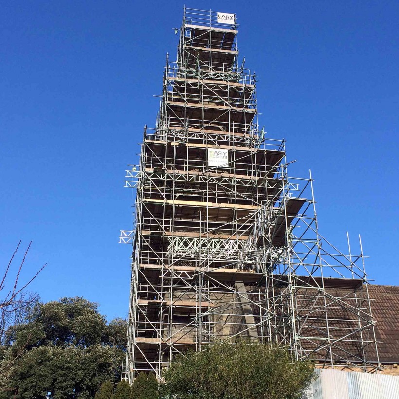 HLF grant aided stone repairs to tower and spire in Weston-super-Mare begin
